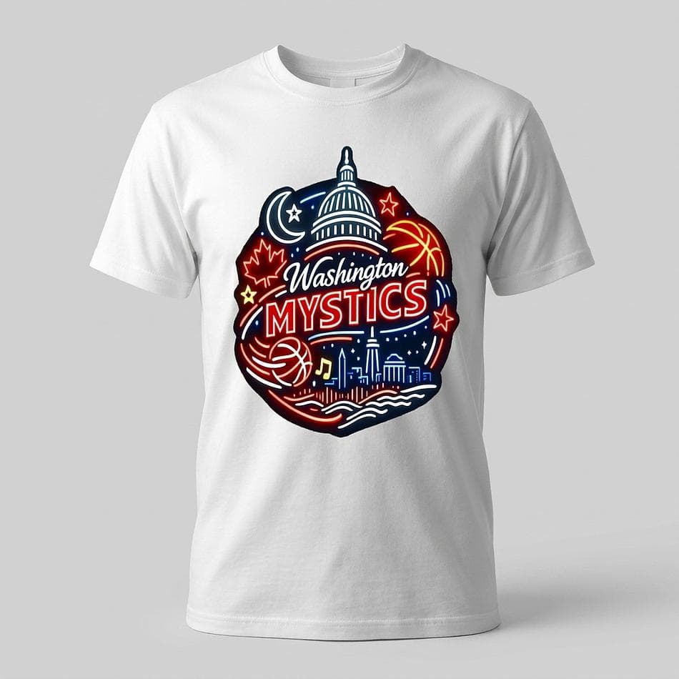 Washington Mystics Graphic T-Shirt, Gildan G500 Heavy Cotton, Unisex Fan Tee, Classic Fit, 5 Colors, S–5XL