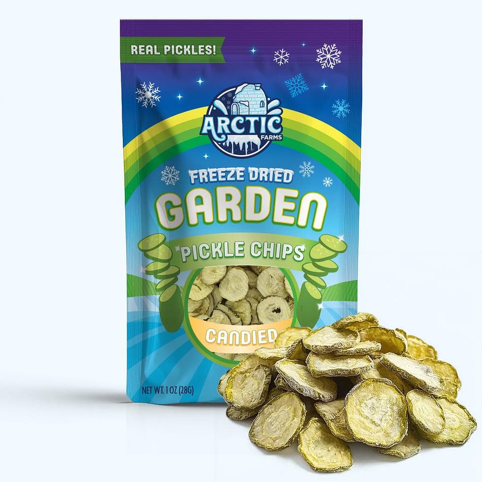 Freeze-Dried Candied Dill Pickle Chips, Sweet & Tangy Crunchy Snack, Large Resealable Bag (1 oz)