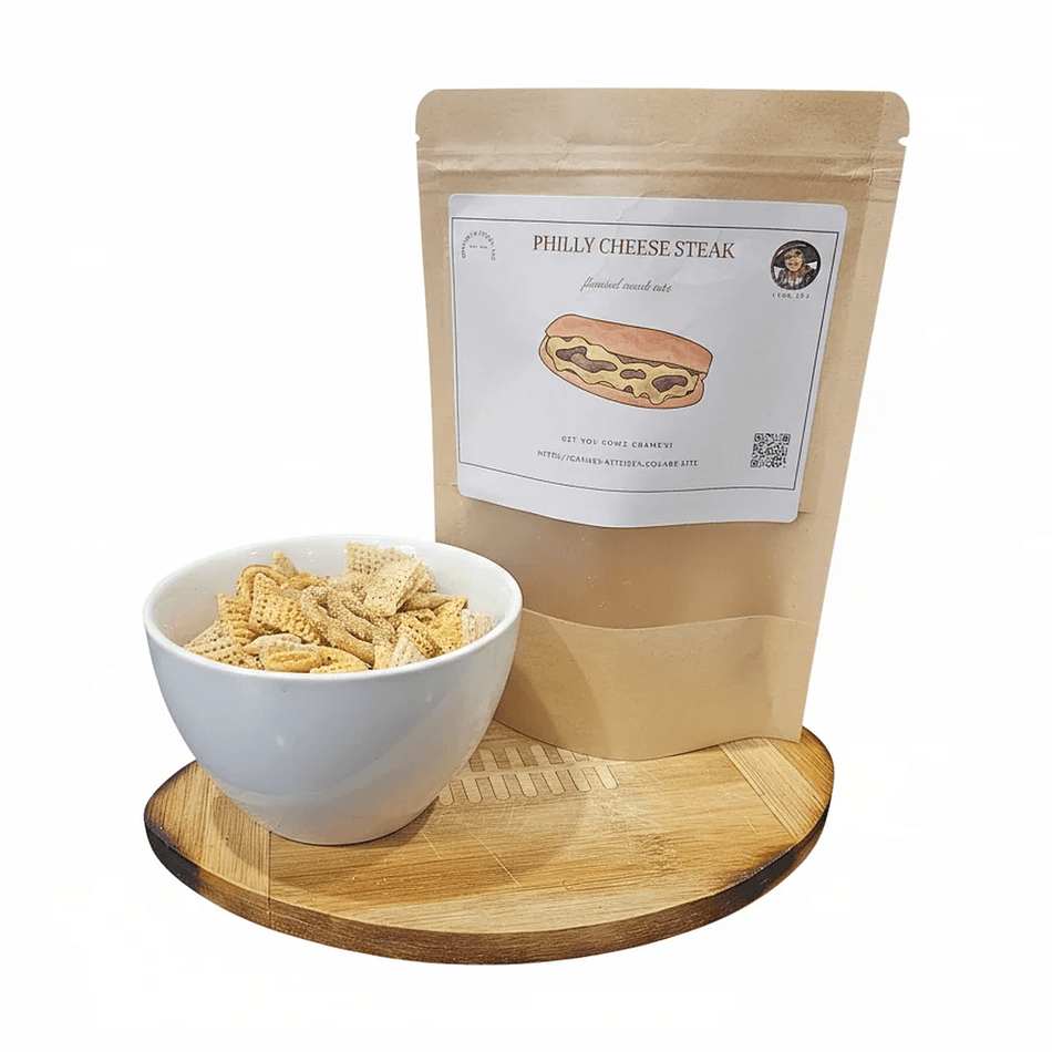 Gourmet Snack Mix, White Cheddar & Steak Seasoning, Philly Cheesesteak Flavor, Crunchy Pretzels & Mix-Ins, 2.5 oz