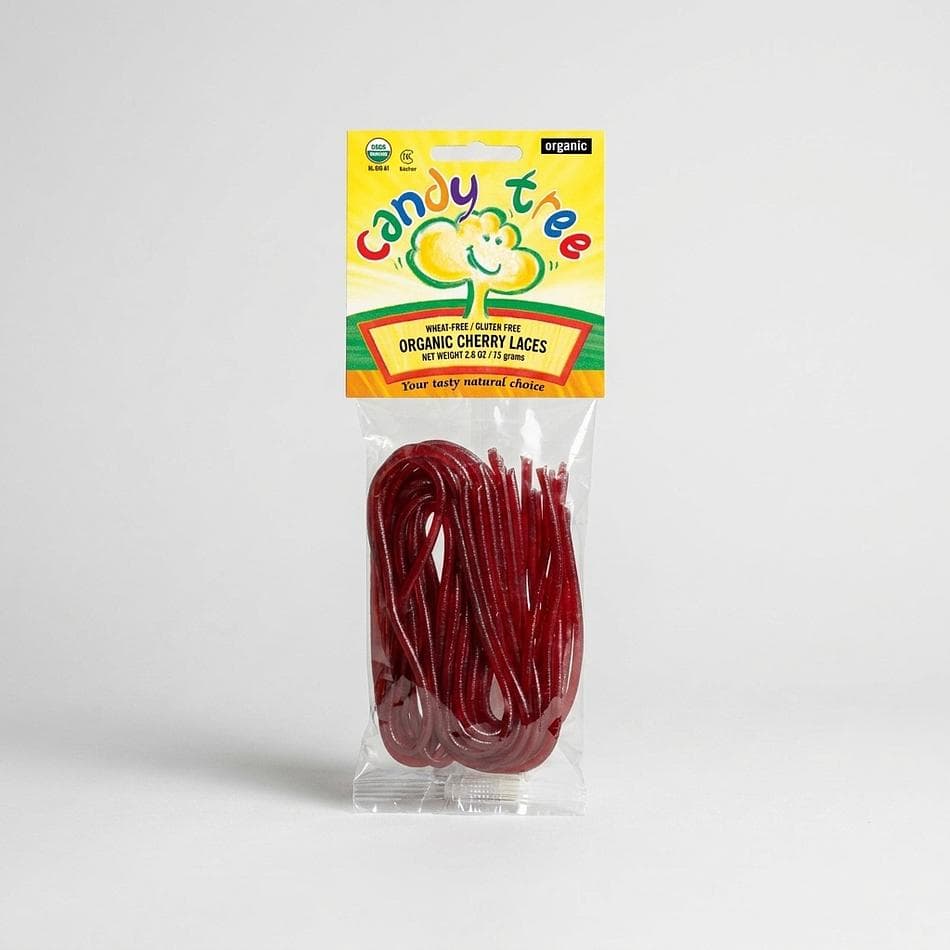 Organic Cherry Candy Laces, Fruit Juice Sweetened, Vegan & Gluten-Free, Soft Chewy Licorice-Style Strips, 2.6 oz Bag