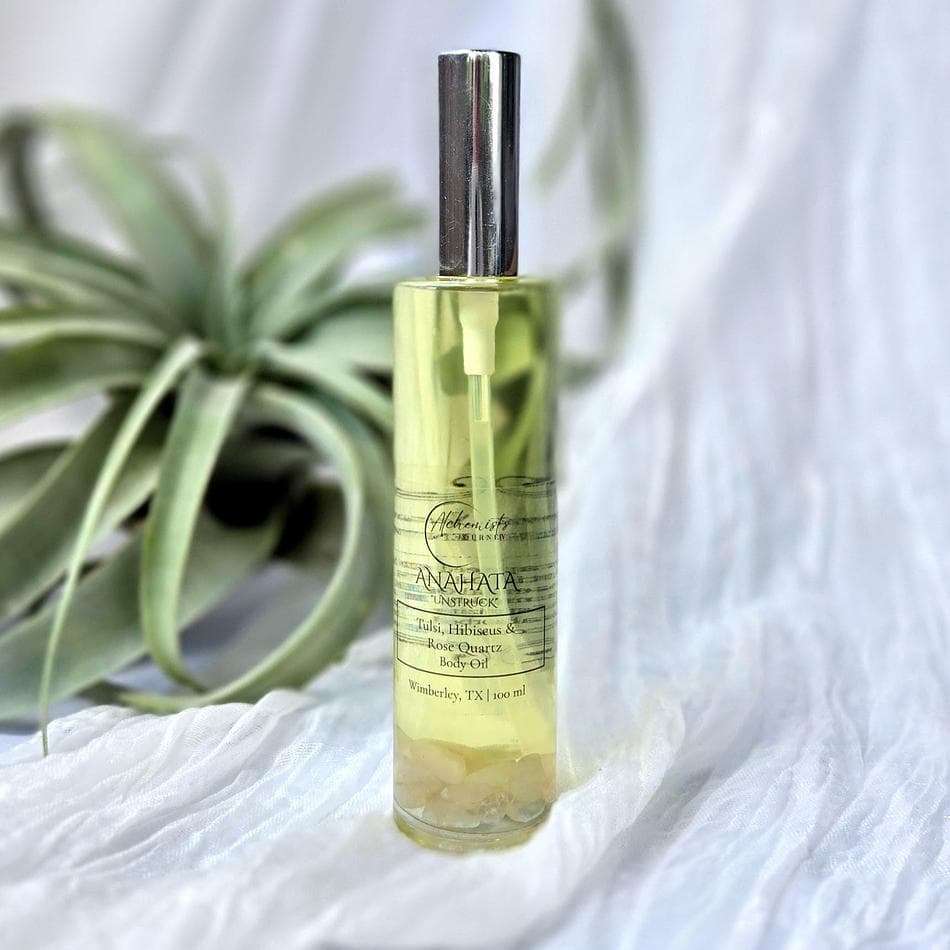 Anahata, "Heart Chakra," Hibiscus & Tulsi Body Oil scented with Rosehip + Jasmine + Frankincense