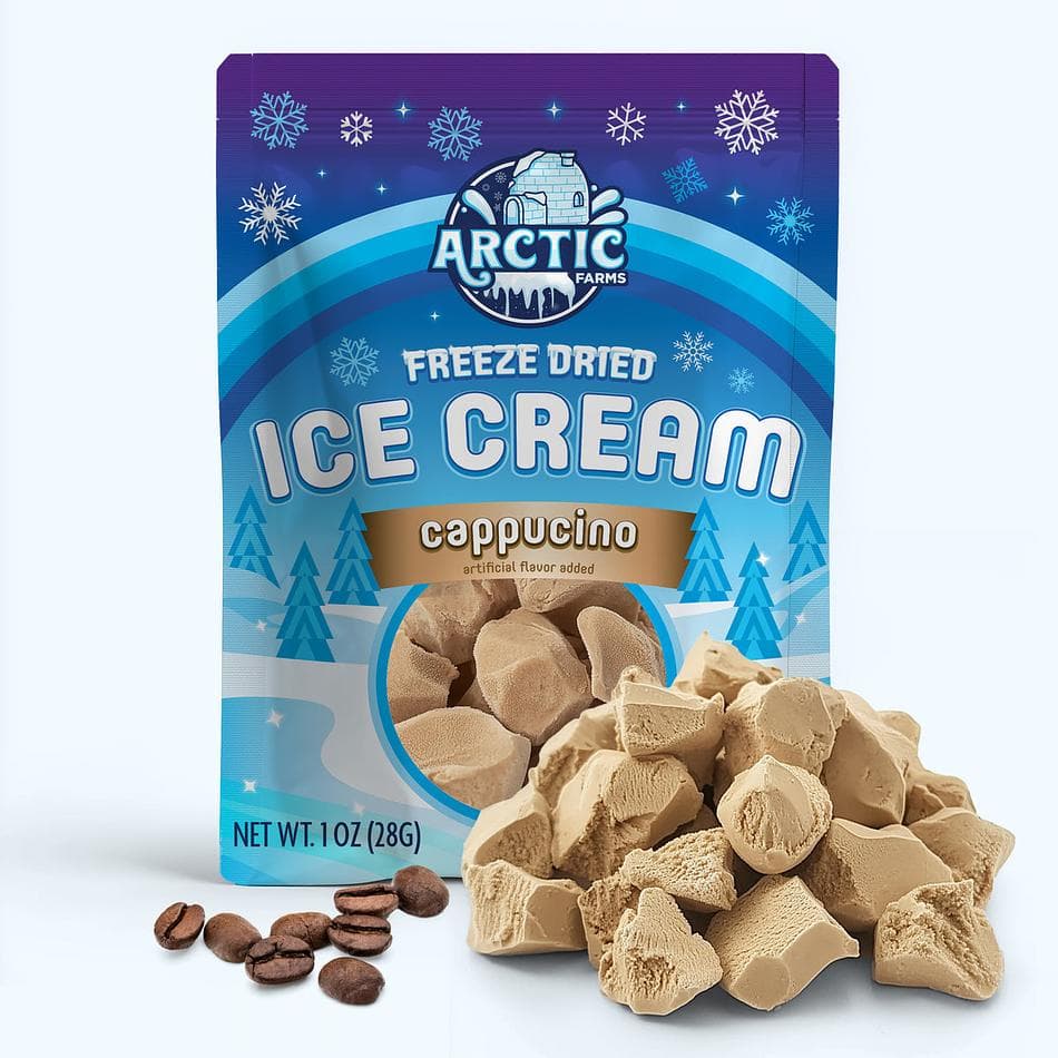 Freeze-Dried Ice Cream Bits, Cappuccino, No-Melt Crunchy Snack, Shelf-Stable, Resealable Bag (1 oz)