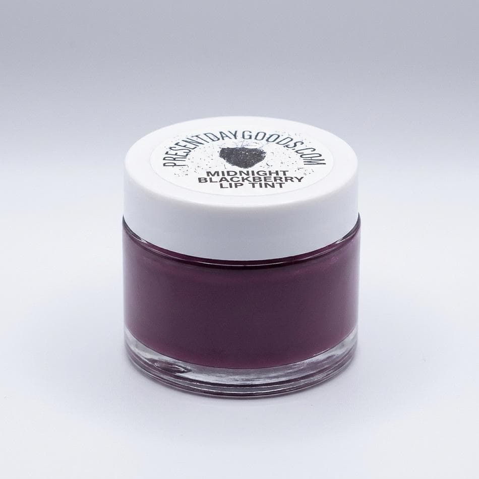 Lip & Cheek Tint Balm, Beeswax & Mineral Pigments, Sheer Blackberry-Eggplant Gloss, 1 oz Glass Jar