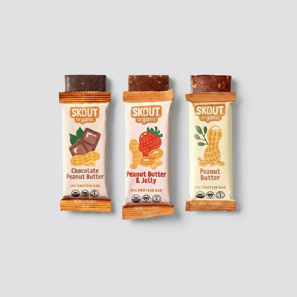 Organic Peanut Butter Protein Bars, Dates & Peanut Flour, Clean Plant-Based Snack, Variety Bundle, 15-Pack