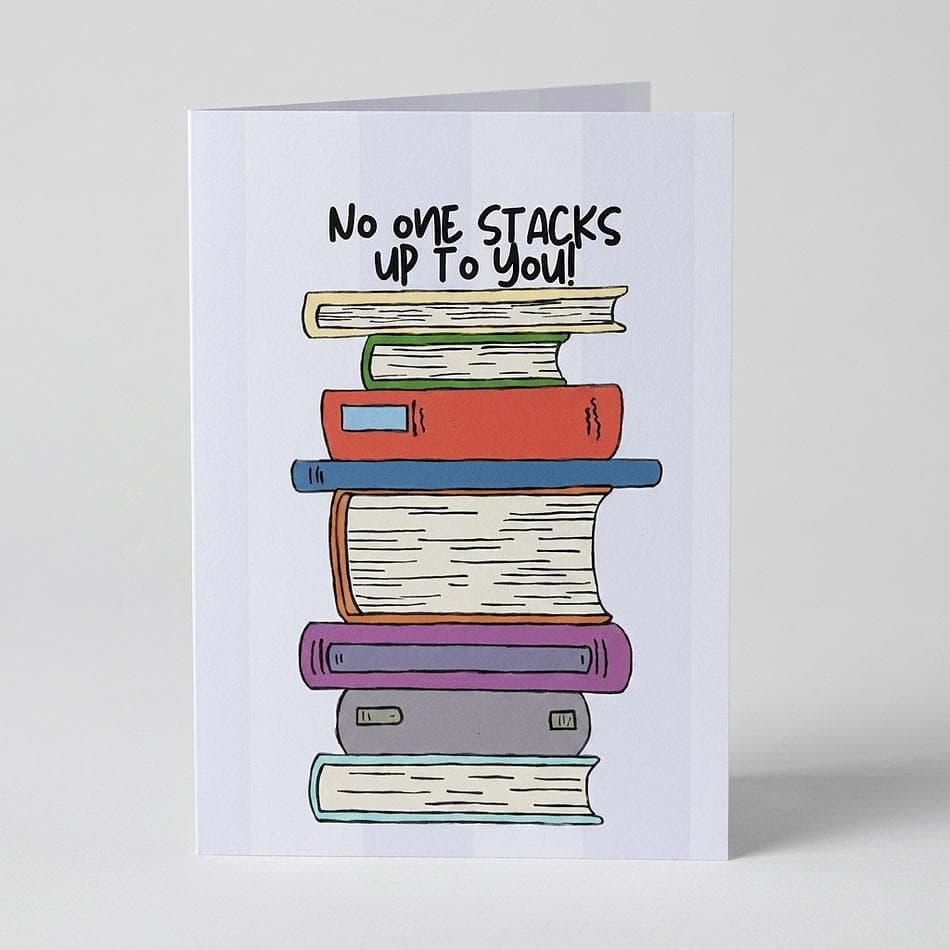 Pancake Pun Greeting Card, Recycled Paper, "No One Stacks Up To You", Blank Inside, A2 4.5" x 5" + Envelope