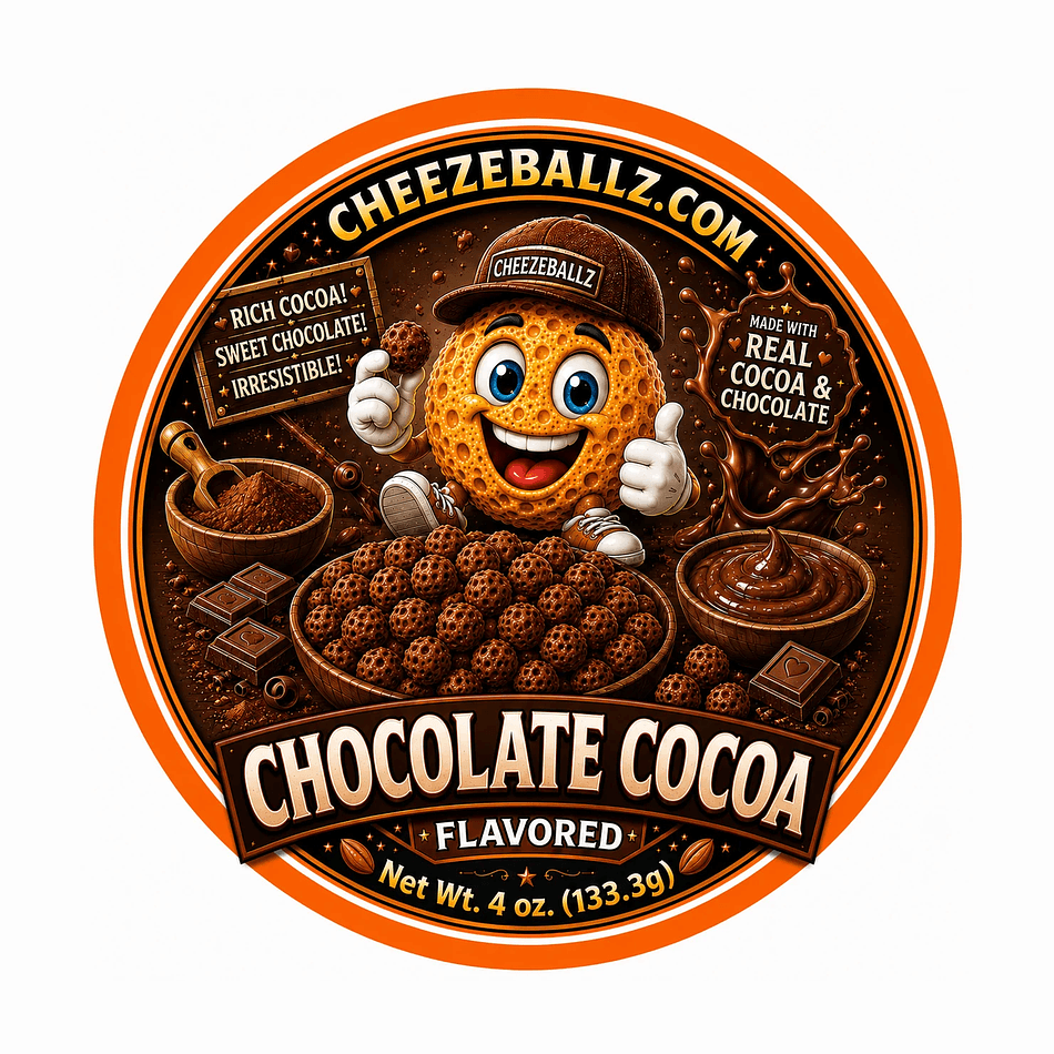 Cocoa Cheese Ball Puffs, Hot Chocolate Flavor, Sweet & Salty Crunch, Gluten-Free, Resealable 4 oz Pouch