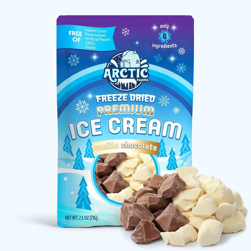 Freeze-Dried Ice Cream Bites, Cream & Cocoa, Vanilla Chocolate Mix, Clean 6-Ingredient Recipe, Large Resealable Bag (2.5 oz)