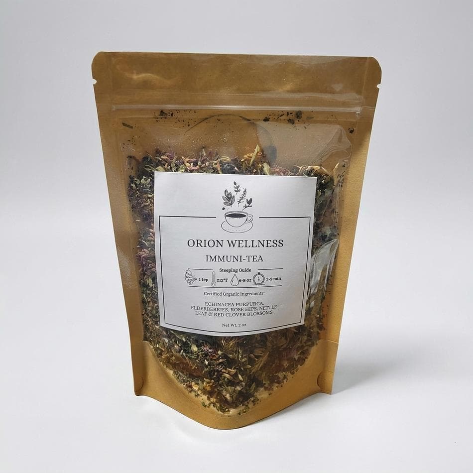 Immune Support Herbal Tea, Echinacea & Elderberry, Antioxidant Blend, Loose Herbal Infusion, 2 oz