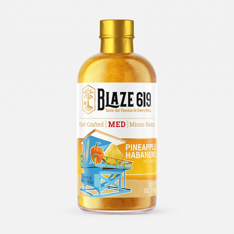 Pineapple Habanero Hot Sauce, White Wine Vinegar & Habanero, Sweet-Heat Flavor, Gluten-Free, 8 oz Bottle