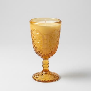 Antique Amber Goblet Soy Candle, Daisy & Button EAPG Glass, Bourbon Butterscotch Scent, 2.52 oz, 1 Wick