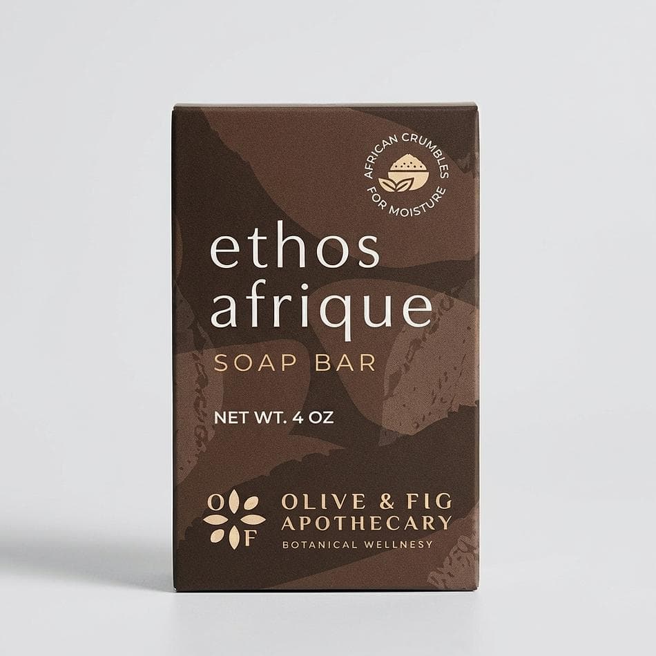 African Black Soap Bar Ethos Afrique, Shea Butter & Tea Tree Essential Oil, Blemish-Prone Skin, 4 oz