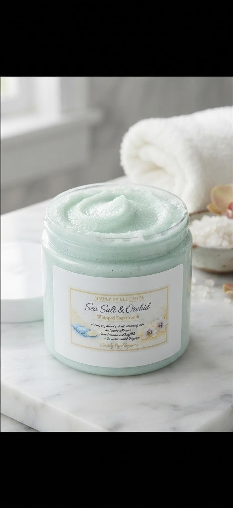 Sea Salt & Orchid Sugar Scrub • Whipped Exfoliating Body Scrub • Hydrating Luxury Skincare by Loyaltie 16 oz