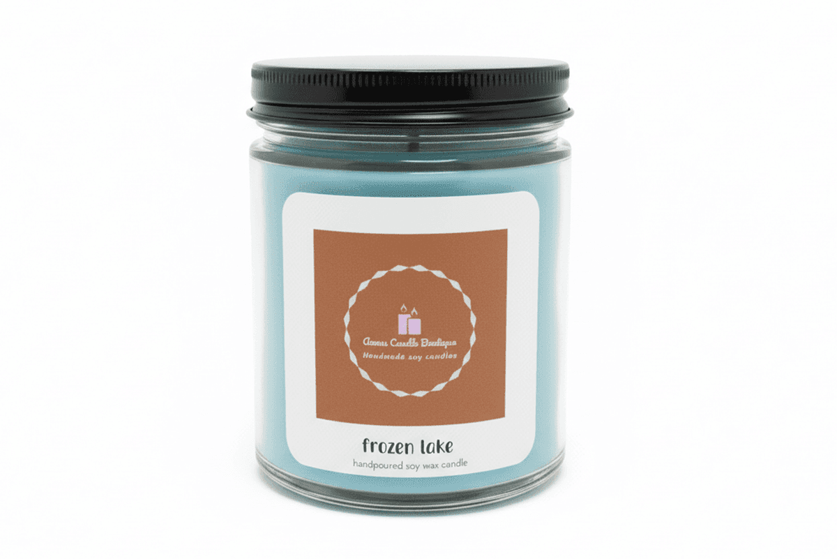 Frozen Lake Scented Candle, Ozone & Evergreen, Fresh Clean Winter Scent, 9oz Glass Jar