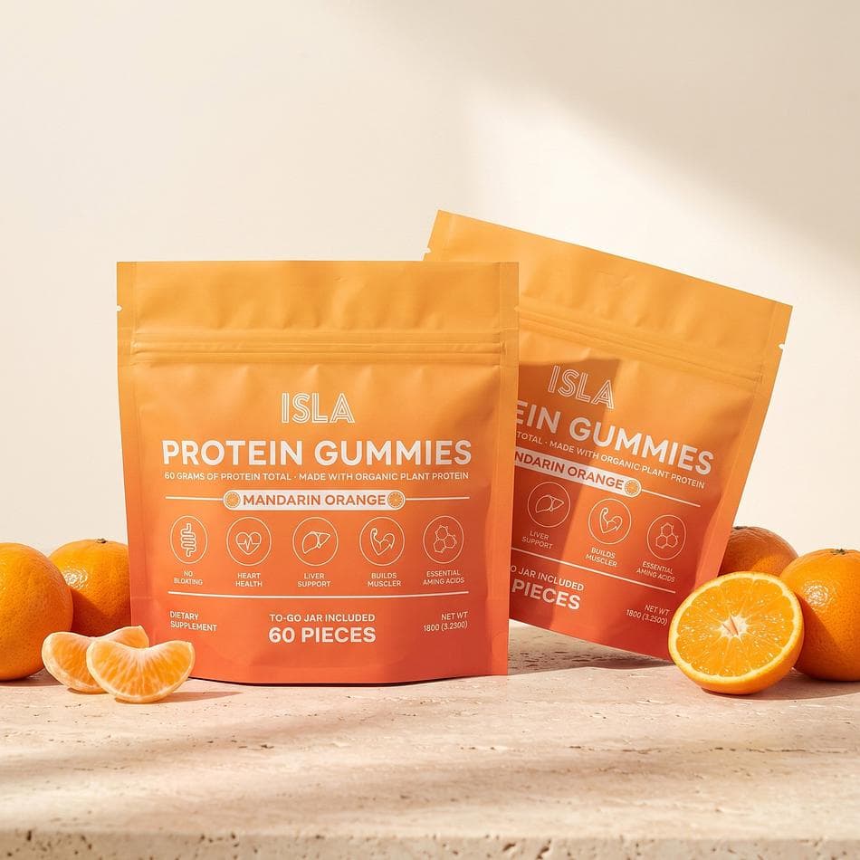 Plant-Based Protein Gummies, Pea Protein, Mandarin Orange, Won’t Melt in Heat, 2-Pack Bundle (2 x 60 Gummies)