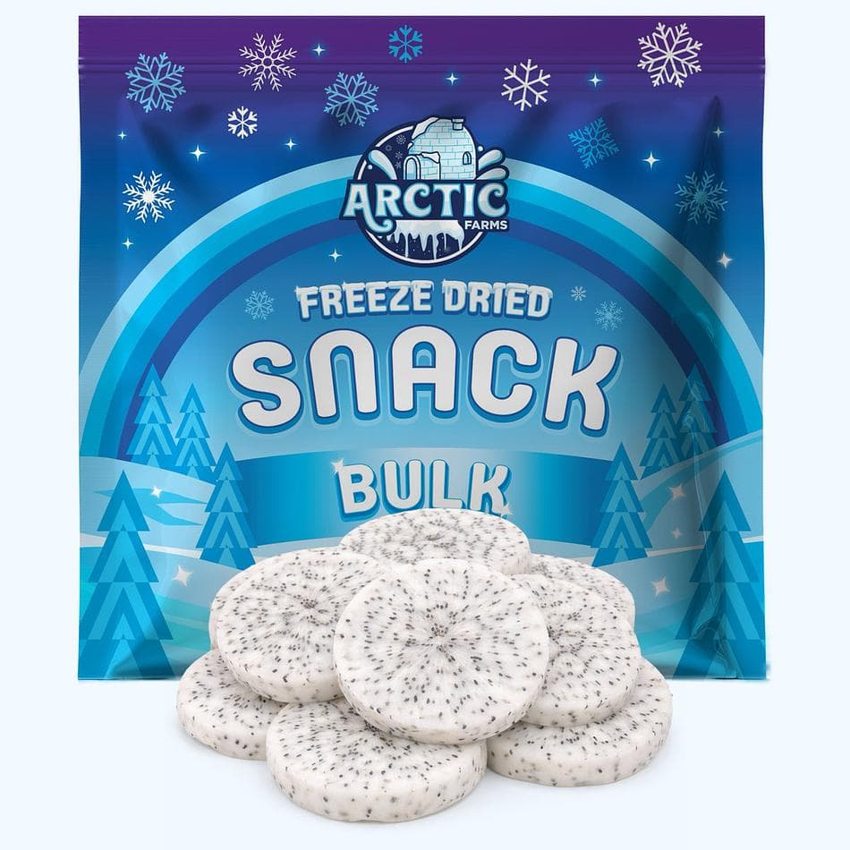 Freeze-Dried White Dragon Fruit Slices (Red Skin, White Flesh), Mild, Refreshing, Delicately Sweet Exotic Crunch, Bulk Bag (13 oz)