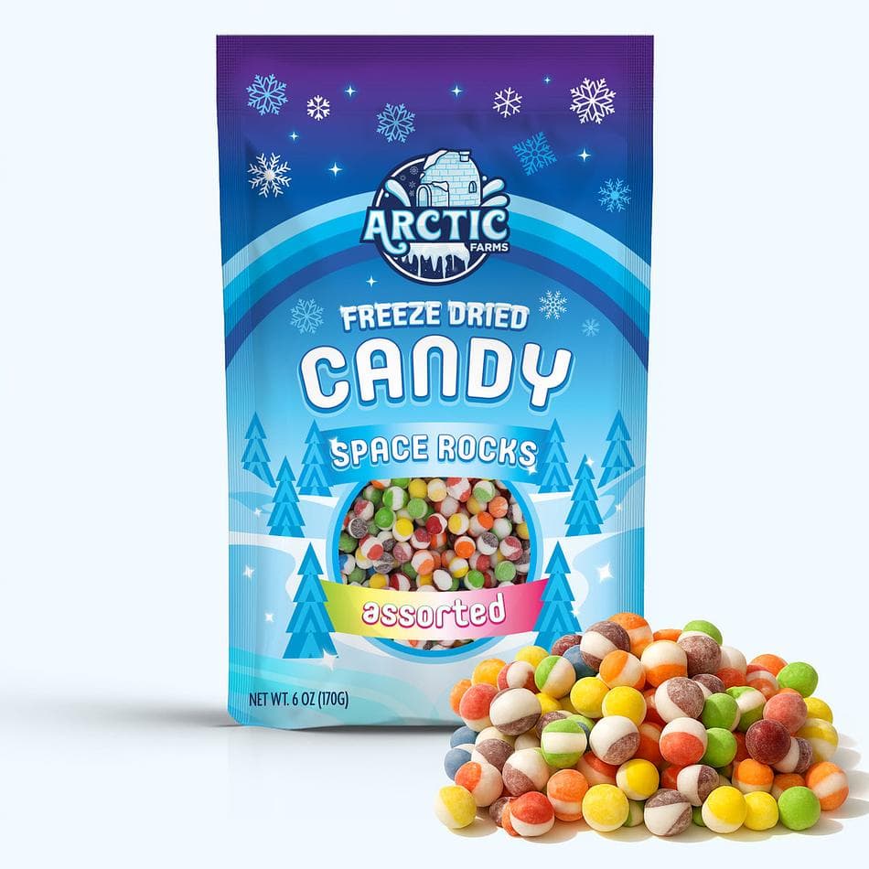 Freeze-Dried Space Rocks, Assorted, Ultra-Crunchy, Flavor-Bursting Fruity Bites, Large Resealable Bag (6 oz)