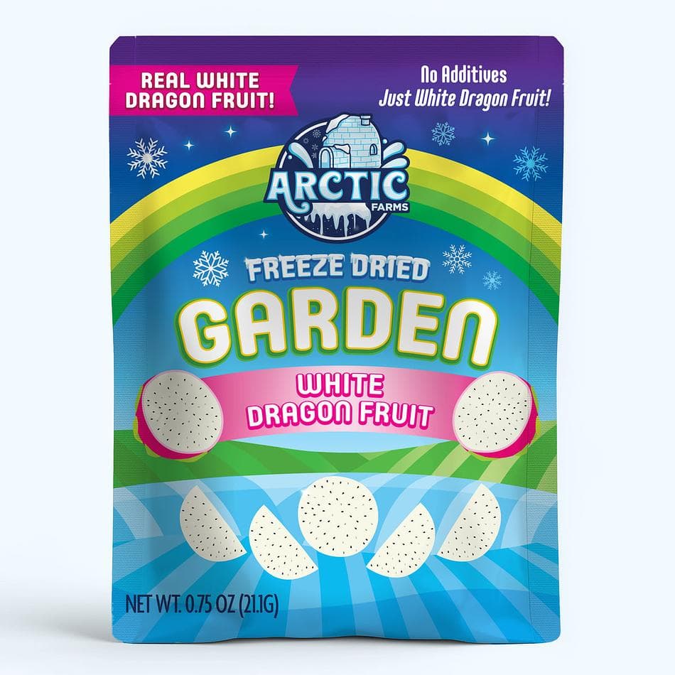Freeze-Dried White Dragon Fruit Slices (Red Skin, White Flesh), Mild, Refreshing, Delicately Sweet Exotic Crunch, Resealable Bag (0.75 oz)