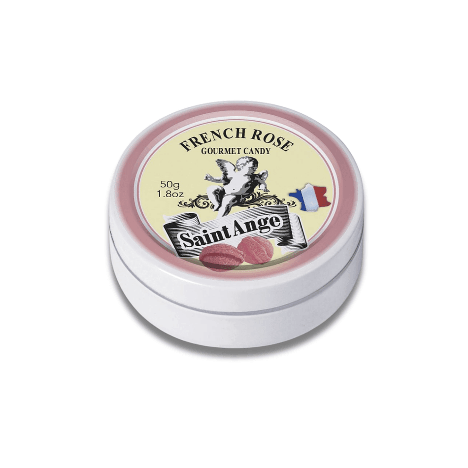 Rose Pastilles Hard Candy, Natural Rose Flavor, Giftable Tin, French-Style Gourmet Sweets, Single Tin 50g