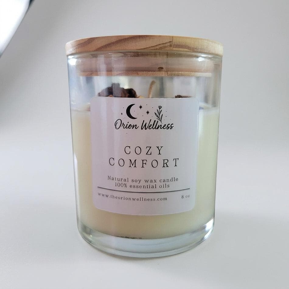 Soy Wax Candle, Vanilla Clove & Sweet Orange, Cozy Comfort Scent, 8 oz Jar, 40–45 Hr Burn