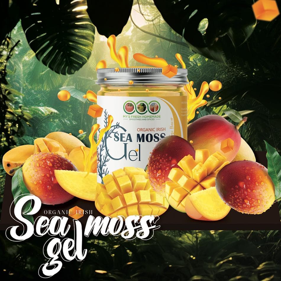 St. Lucia Wildcrafted Organic Mango Sea Moss Gel 16 Oz-- Vegan-- Superfood.