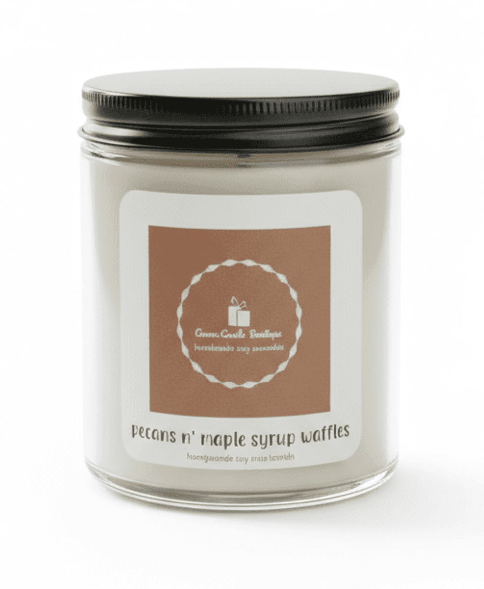 Pecan and Maple Syrup Waffles Scented Candle . Toasted Pecan & Maple Syrup, Cozy Bakery Aroma, 9 oz Jar