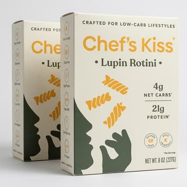 Low Carb Lupin Rotini Pasta (4pack), Chocho Lupin Blend, Keto & Gluten-Free, High Protein + Fiber, 2-Box Pack