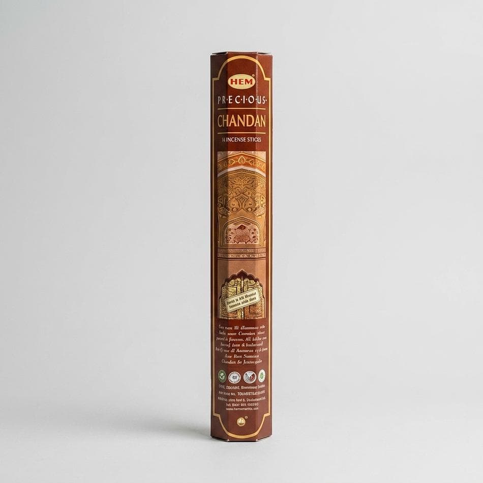 Chandan (Sandalwood) Incense Sticks, Warm Woody Aroma, Relaxation & Meditation, 20-Stick Hex Pack