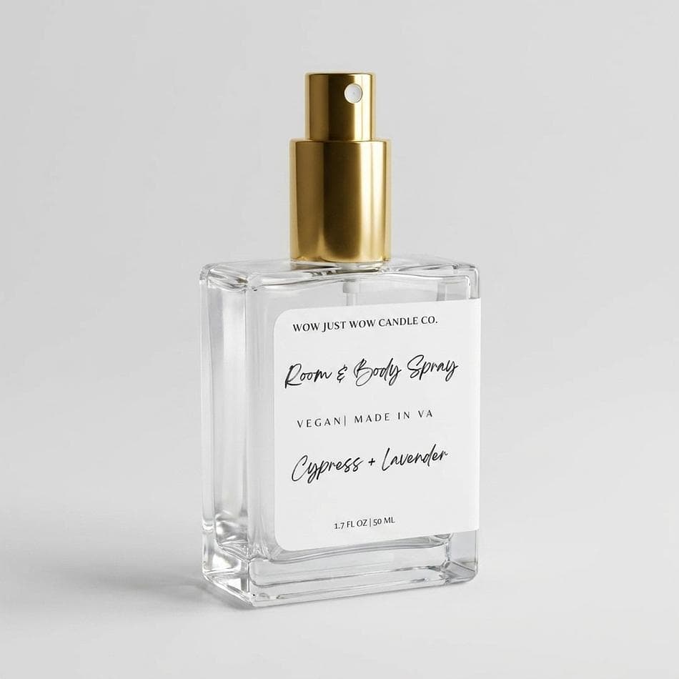 Room & Body Spray Mist, Cypress & Lavender Essential Oils, Clean Aromatherapy Freshener, Glass Bottle