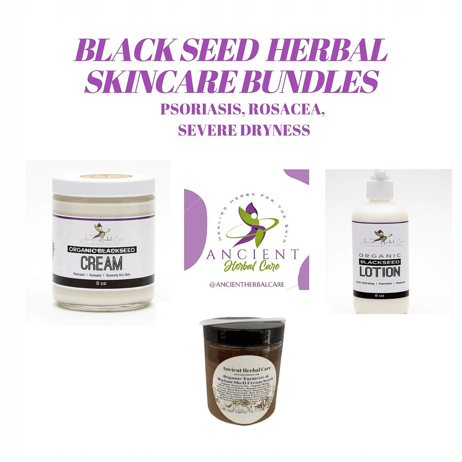 Black Seed Oil Psoriasis Care Bundle, Blackseed Oil + Soap + Cream, Redness & Itch Relief, 3-Piece Set