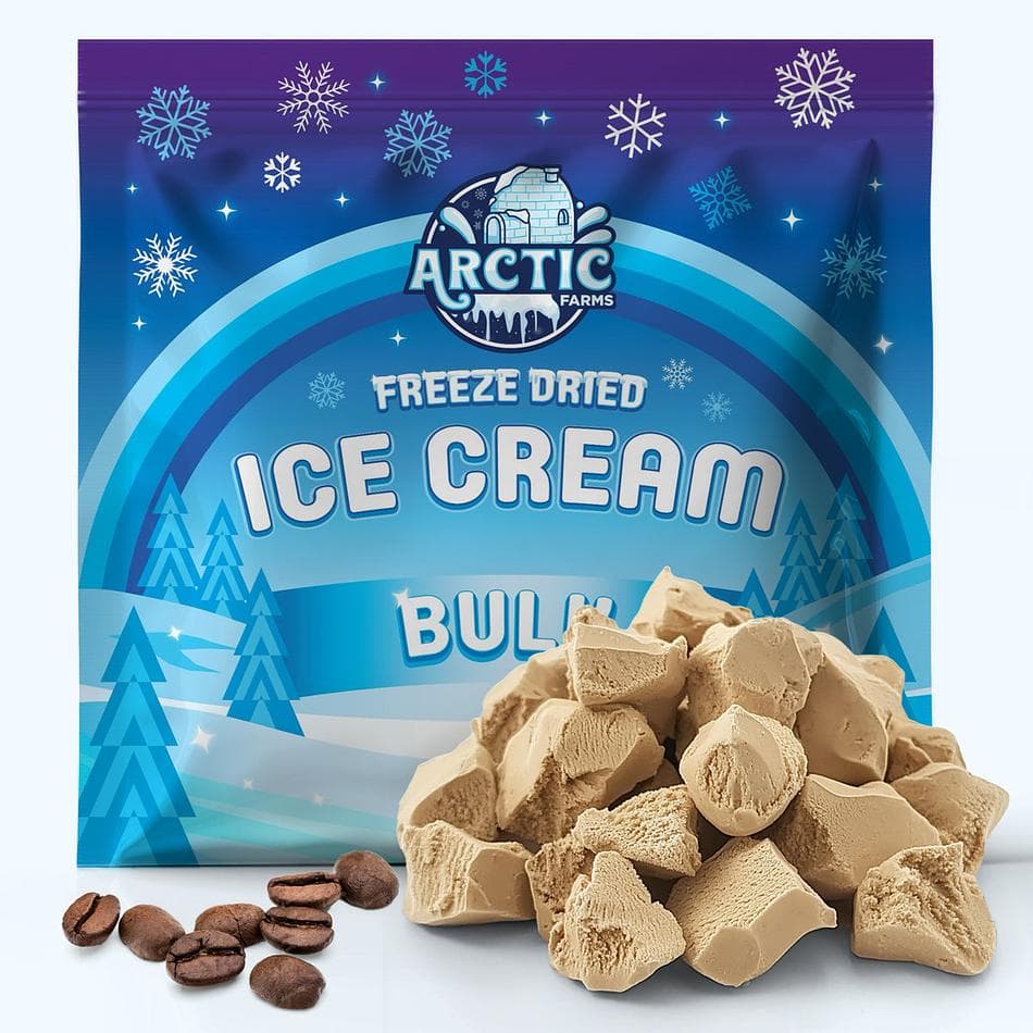Freeze-Dried Ice Cream Bits, Coffee, No-Melt Crunchy Snack, Shelf-Stable, Bulk Bag (1 lb)