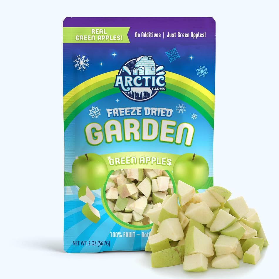 Freeze-Dried Green Delicious Apple Pieces, Bright, Tart & Refreshingly Crisp Real Fruit Snack, Large Resealable Bag (2 oz)