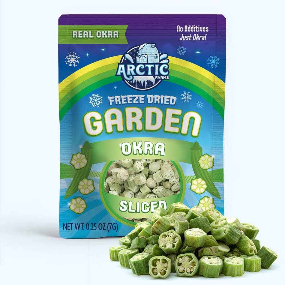 Freeze-Dried Sliced Okra, Bite-Size Crunchy Veggie Snack, Resealable Bag (0.25 oz)