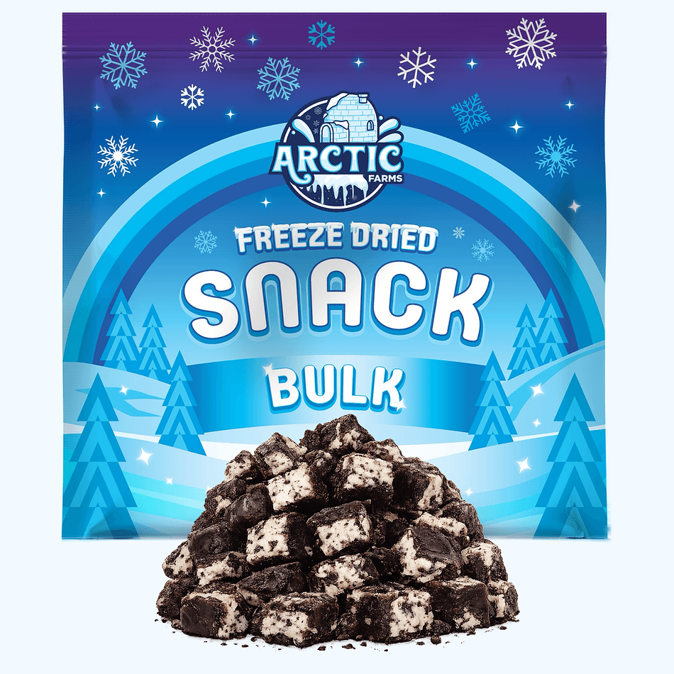 Freeze-Dried Ice Cream Bar Bites, Cookies & Cream, Crunchy No-Melt Dessert Snack, Bulk Bag (17 oz)