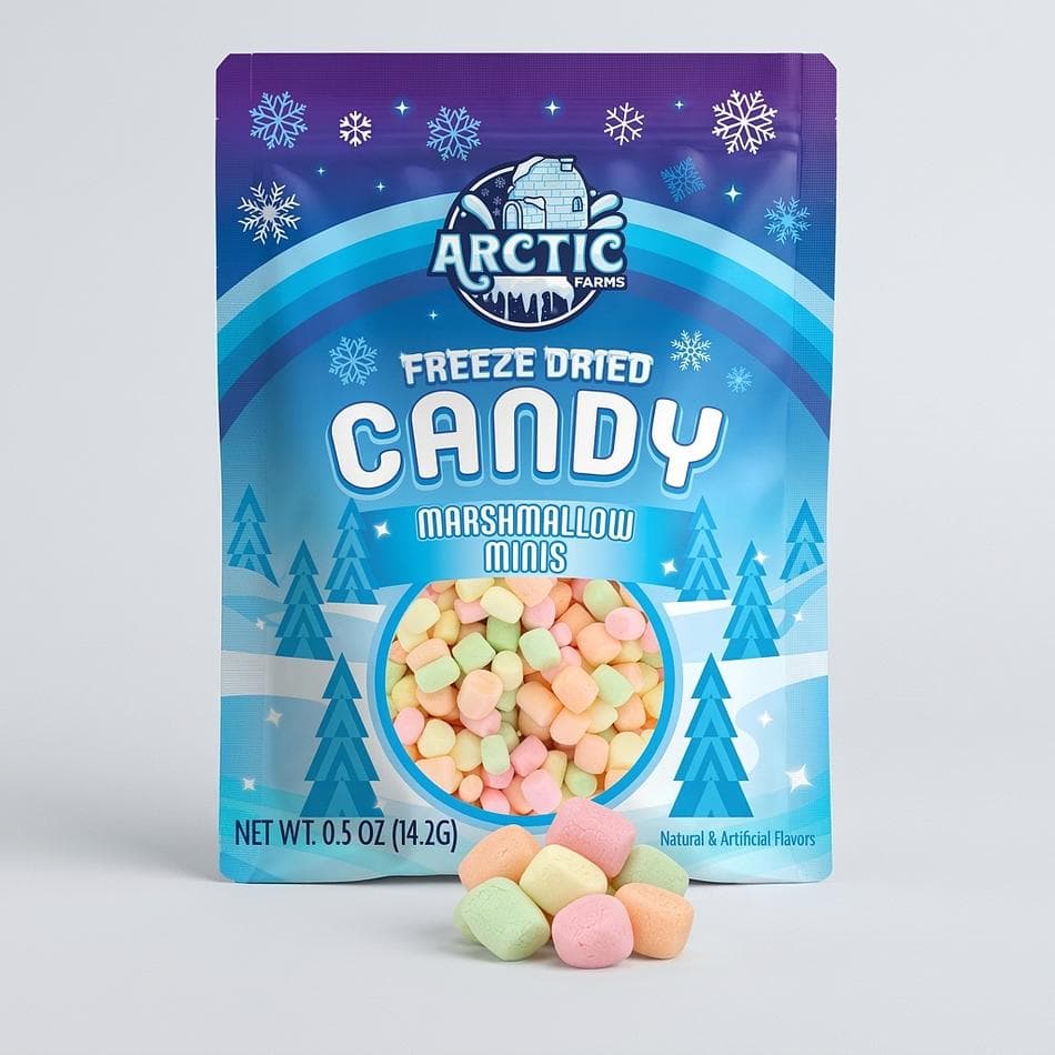 Freeze-Dried Fruity Marshmallow Minis, Orange Strawberry Lemon Lime, Crunchy Melt-in-Your-Mouth Candy, 0.5 oz Bag