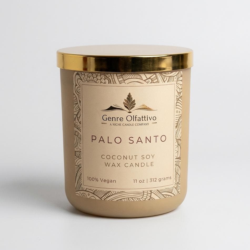 Palo Santo Scented Candle, Coconut Soy Wax, Cardamom & Sandalwood, Clean Burn, 12 oz Jar, Wood Wick or Cotton Wick