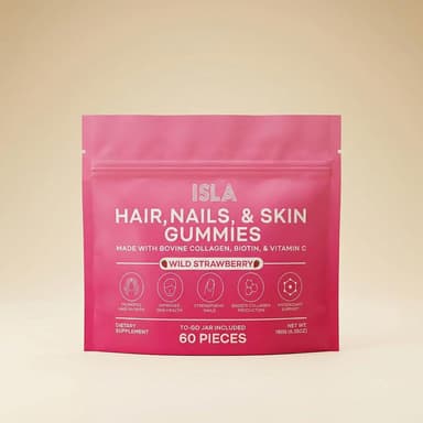 Hair, Skin & Nails Gummies, Collagen + Biotin + Vitamin C, Supports Hair Growth, Wild Strawberry, 60 Gummies (30 Servings)