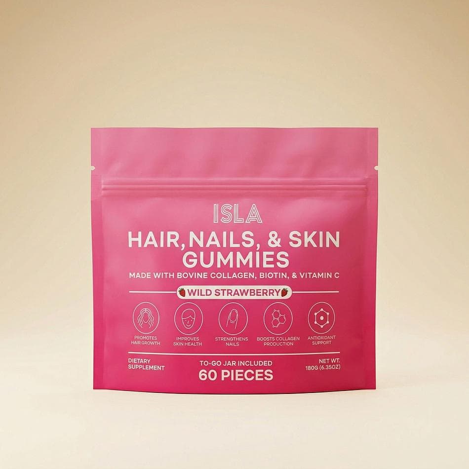 Hair, Skin & Nails Gummies, Collagen + Biotin + Vitamin C, Supports Hair Growth, Wild Strawberry, 60 Gummies (30 Servings)