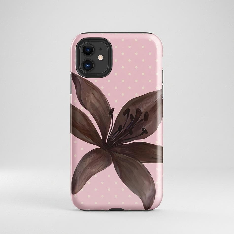 Dual-Layer Floral iPhone Case, Tiger Lily Print, Drop Protection, Matte/Gloss, Fits iPhone 11–17 Series