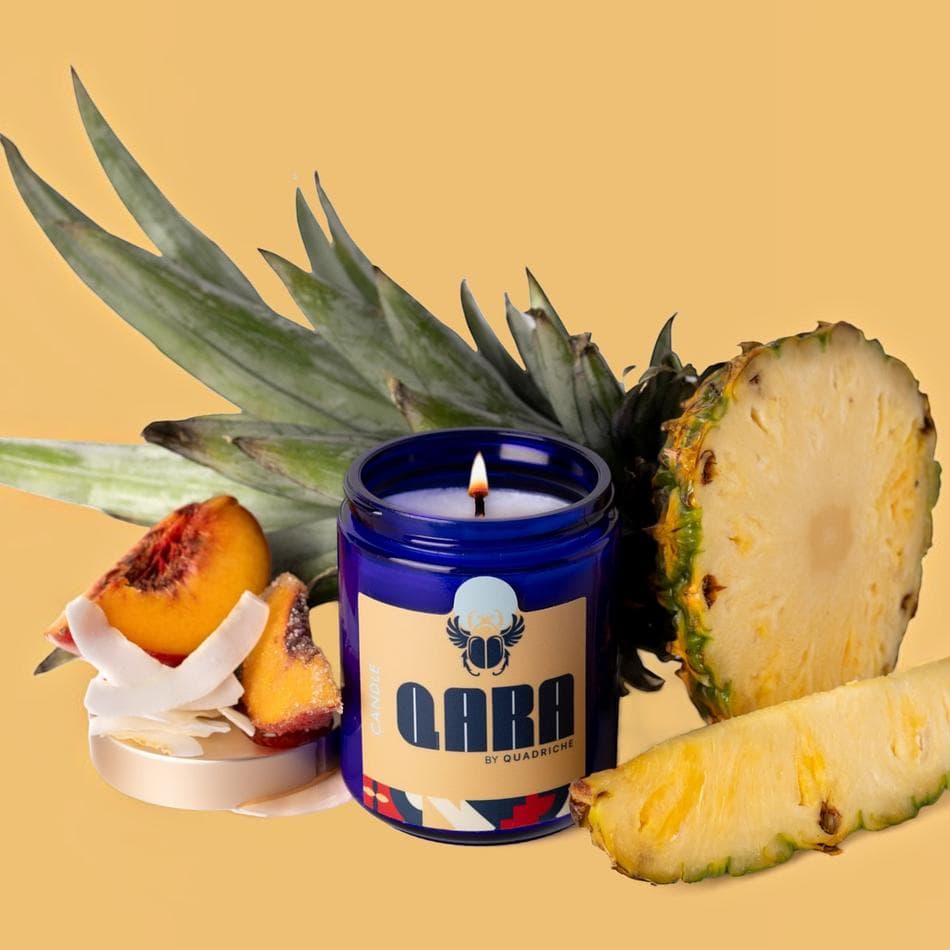 BARBAN by Quadriche Coconut Soy Wax Candle, Peach Coconut Rum, Bright Tropical Scent, Clean Burn, 8 oz Glass Jar