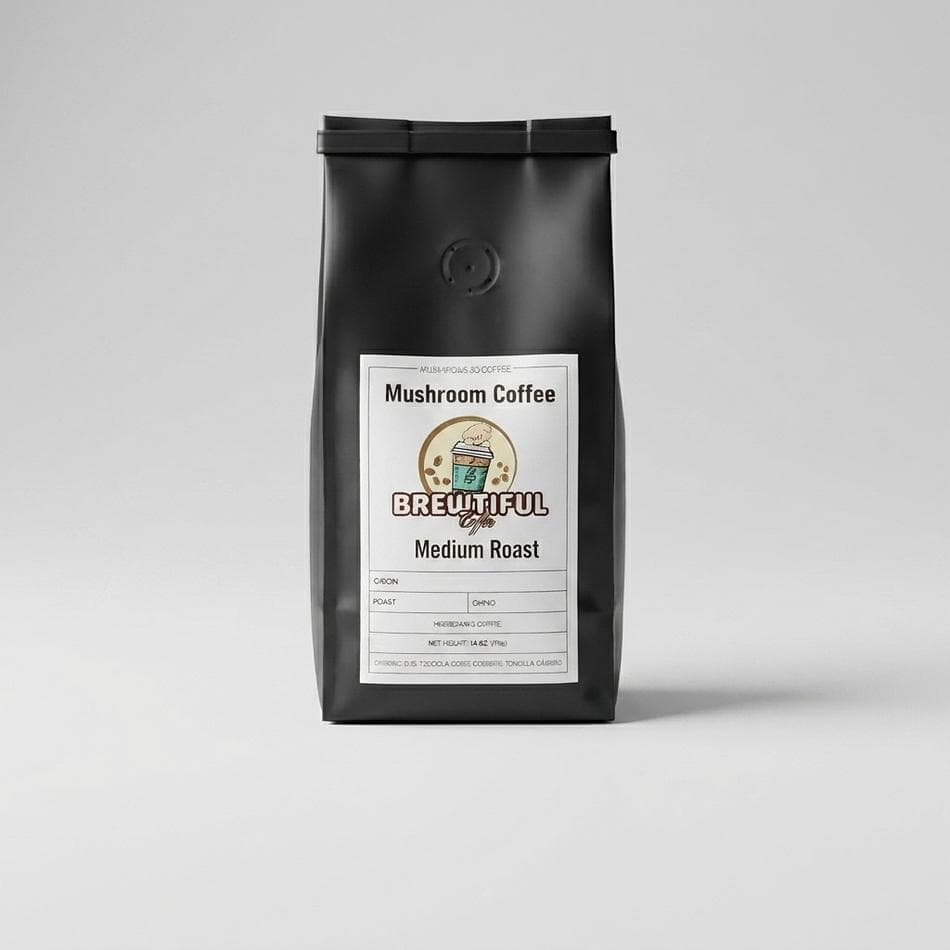 Mushroom Coffee Medium Roast, Lion’s Mane Cordyceps & Reishi, Focus & Balance, Ground Coffee, 8 oz Bag