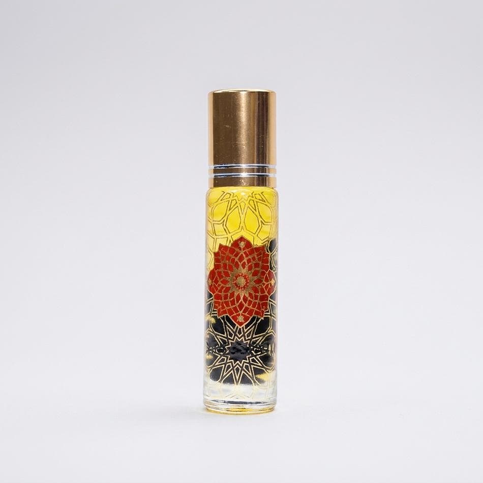 Vanilla Perfume Oil Roll-On, Jojoba-Based, Warm Sweet Scent, Black Obsidian Crystal Chips, 10ml