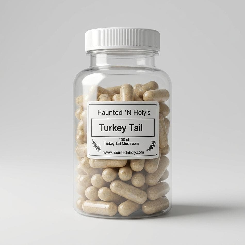 Turkey Tail Mushroom Capsules, Fruiting Body, Immune Support, Daily Supplement Pills