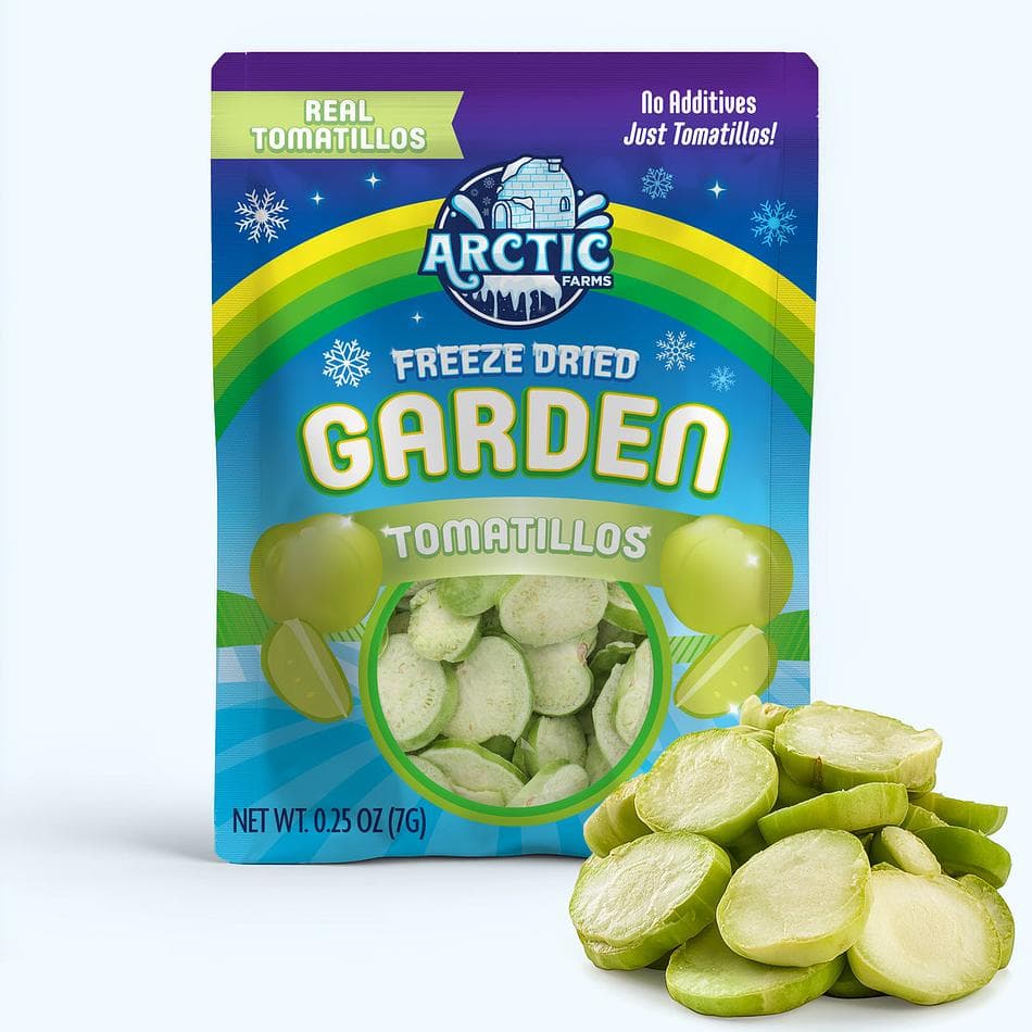 Freeze-Dried Tomatillos, 100% Real Tomatillos, Bold Tangy Crunch, Pack of 3 Resealable Bags (0.25 oz each)