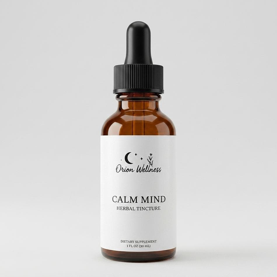 Herbal Calm Tincture, Holy Basil & Lemon Balm, Nervous System Support, 100 Proof Extract, 1 oz Dropper