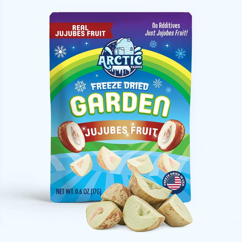 Freeze-Dried Jujube Fruit (Red Dates), 1 Ingredient, No Added Sugar, Crunchy Snack, Pack of 3 Resealable Bags (0.6 oz each)
