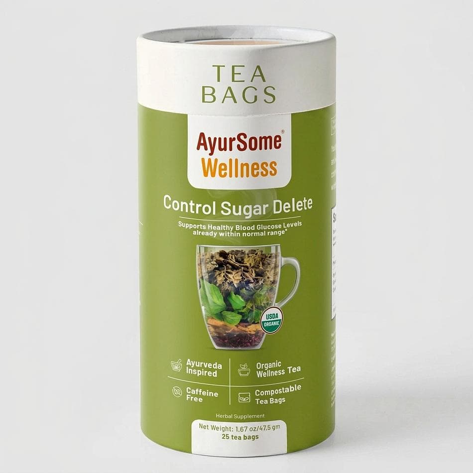 Organic Gymnema Tea Blend, Tulsi, Hibiscus & Cinnamon, Sugar Craving Support, Caffeine-Free Herbal Tea, 25 Tea Bags