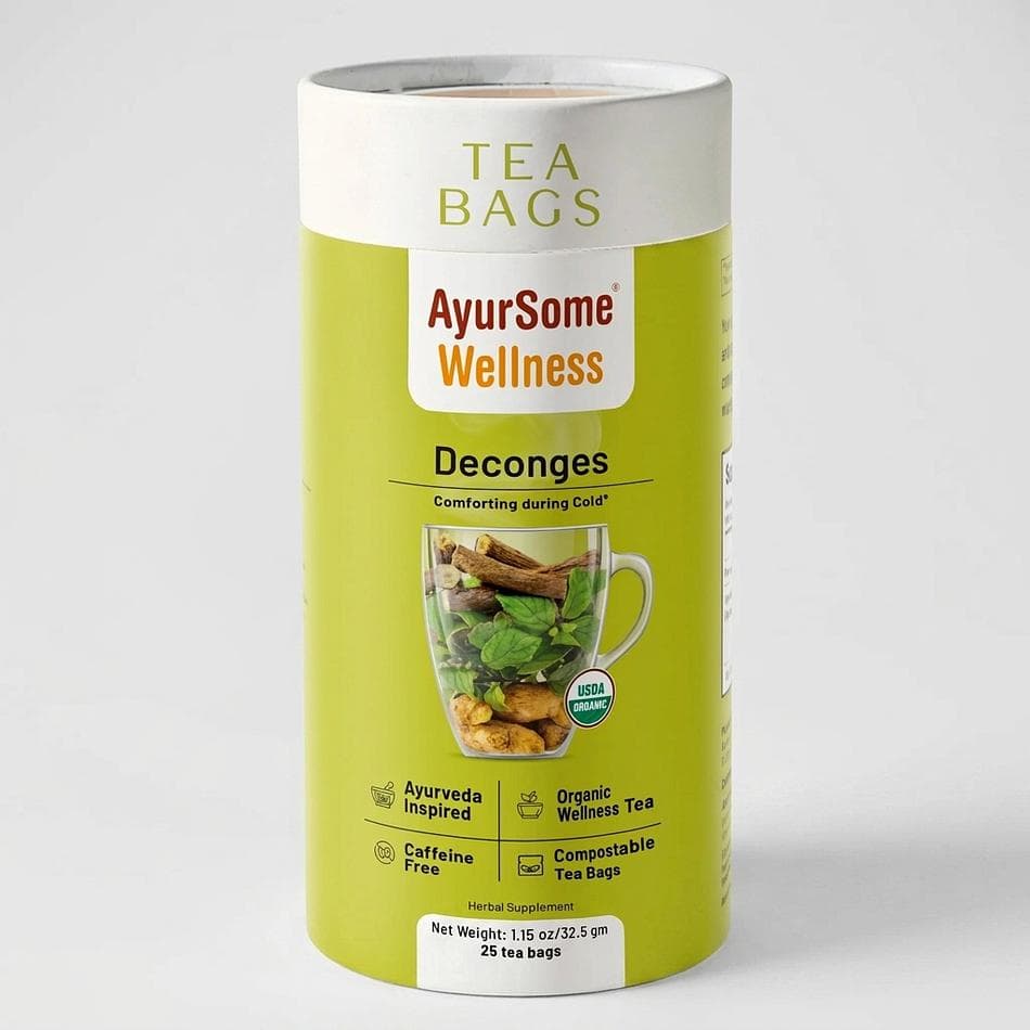 Organic Tulsi Ginger Herbal Tea, Holy Basil & Licorice Root, Caffeine-Free Seasonal Comfort, 25 Compostable Bags or 1.96 oz Loose Leaf