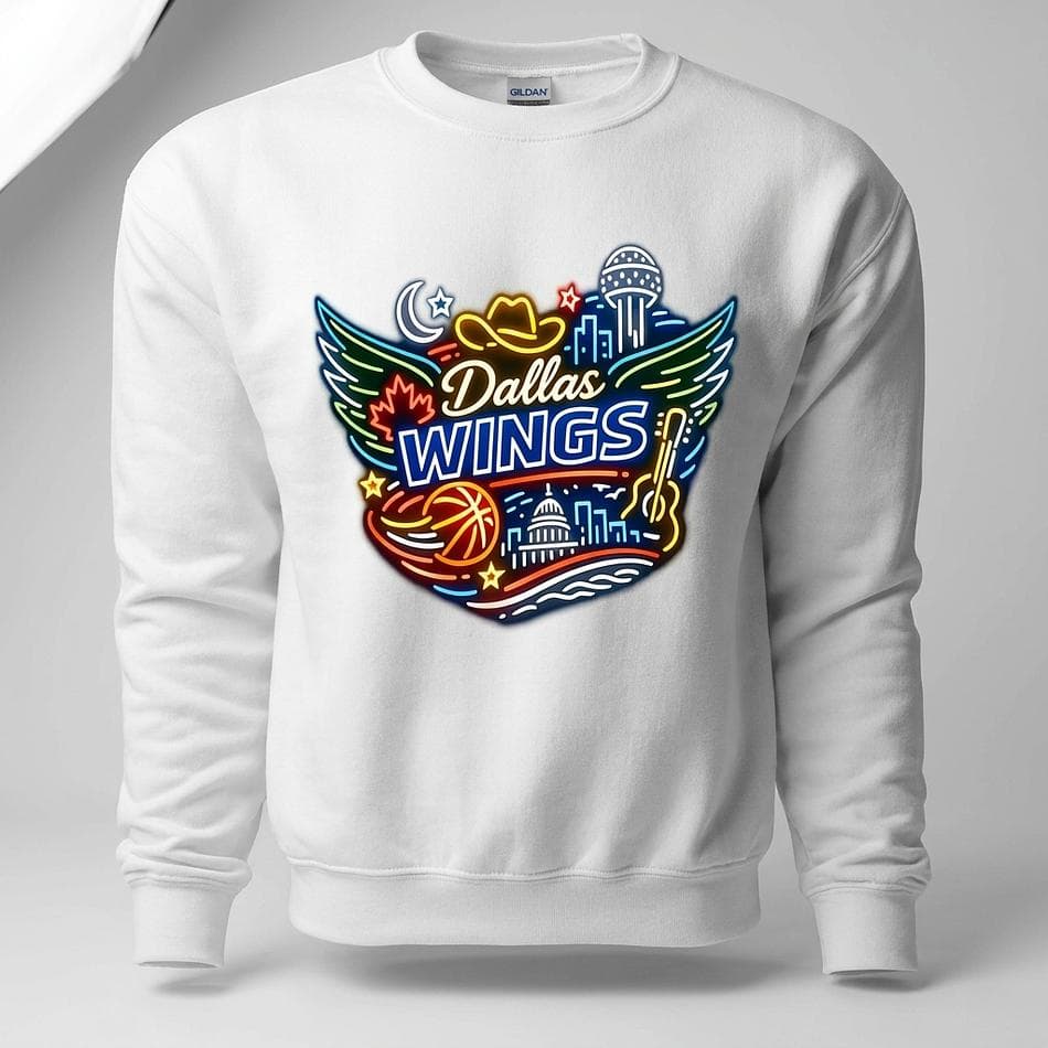 Dallas Wings Crewneck Sweatshirt, 50/50 Cotton Poly Fleece, Classic Fit, Unisex Pullover, XS–5XL