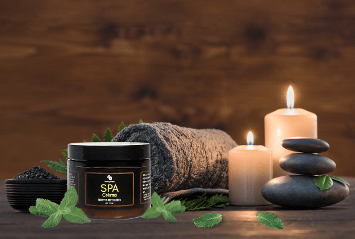 Whipped Body Butter, Shea & Mango Butter + Coconut Oil, Spa Citrus Mint Hydration, SPA CREME 6 oz Jar
