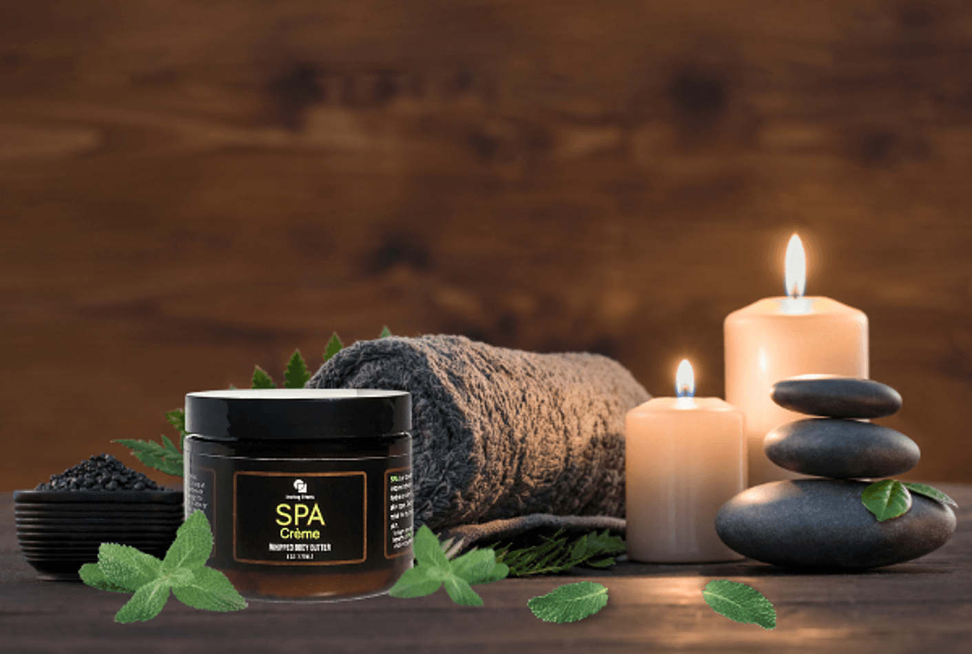 Whipped Body Butter, Shea & Mango Butter + Coconut Oil, Spa Citrus Mint Hydration, SPA CREME 6 oz Jar